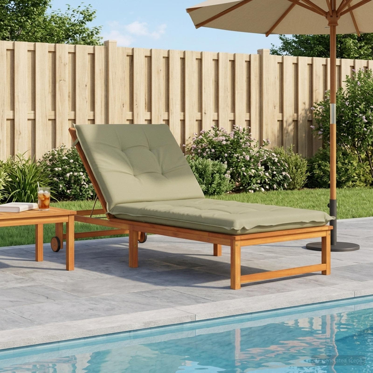 Sunlounger Cushion GEMERT 100% Polyester Melange 190 x 70 x 9 cm Light green