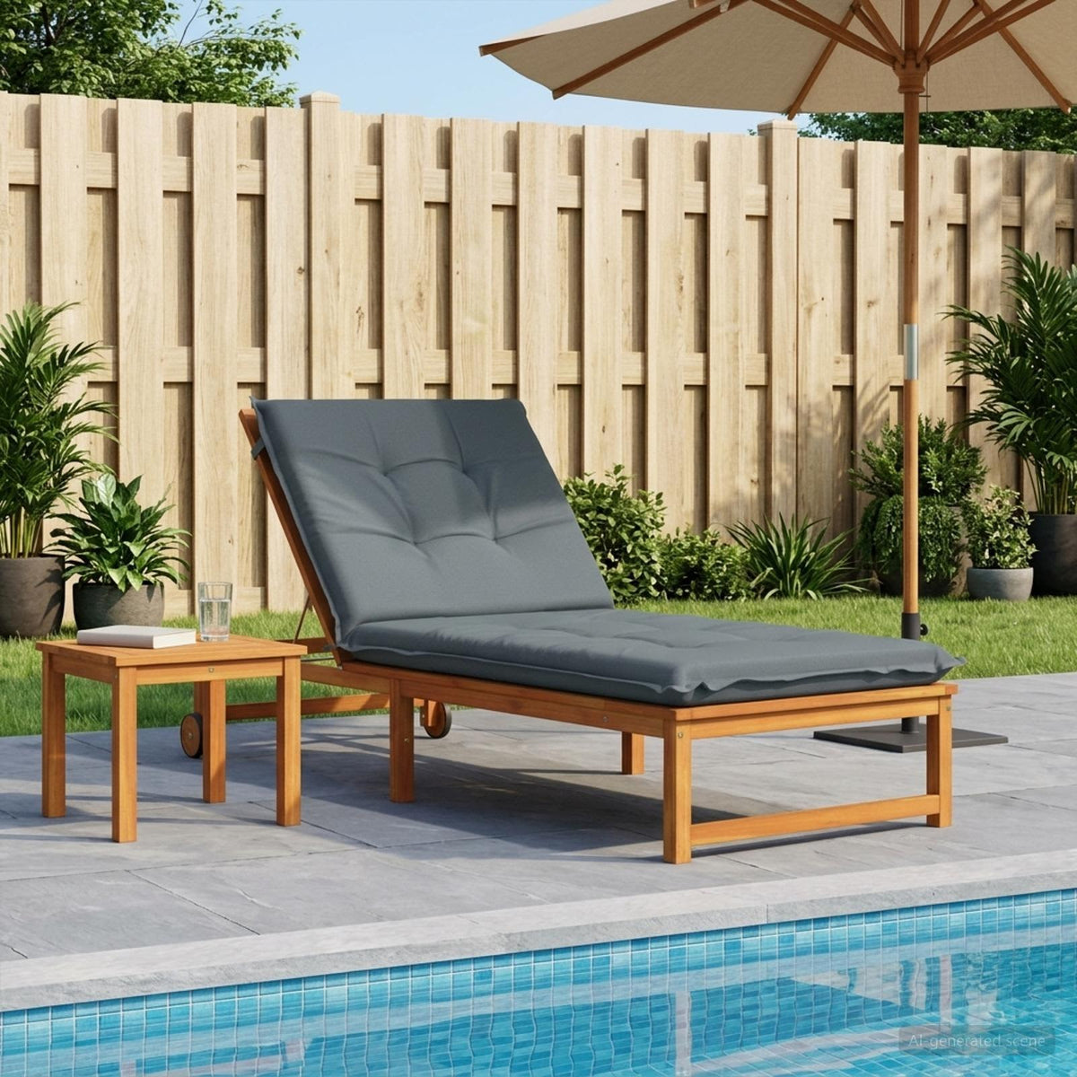 Sunlounger Cushion GEMERT 100% Polyester Melange 190 x 90 x 9 cm Blue
