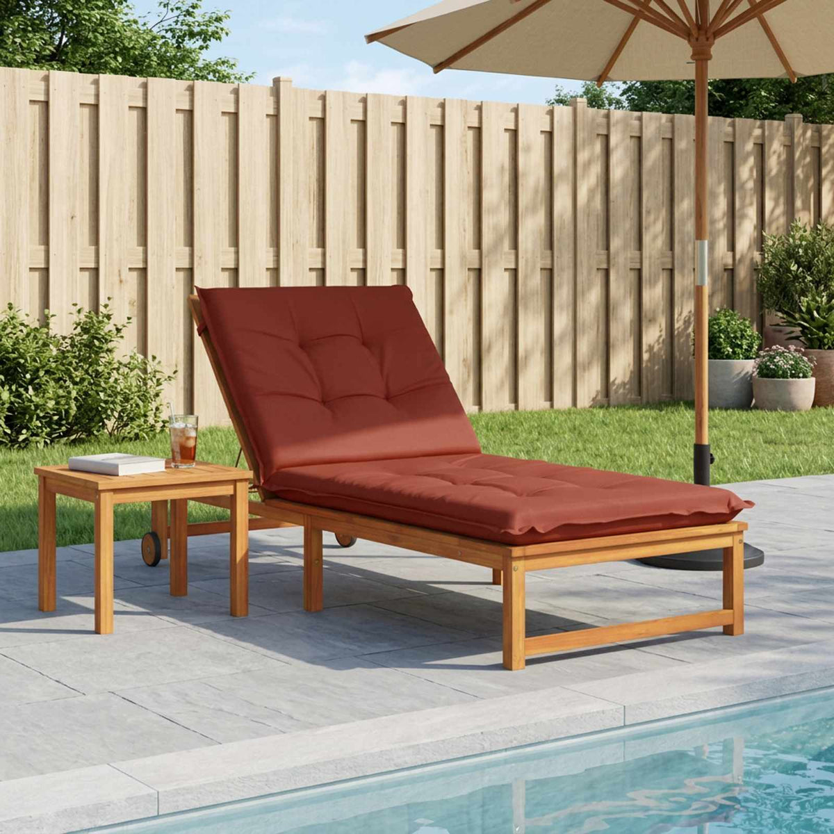 Sunlounger Cushion GEMERT 100% Polyester Melange 190 x 90 x 9 cm Red