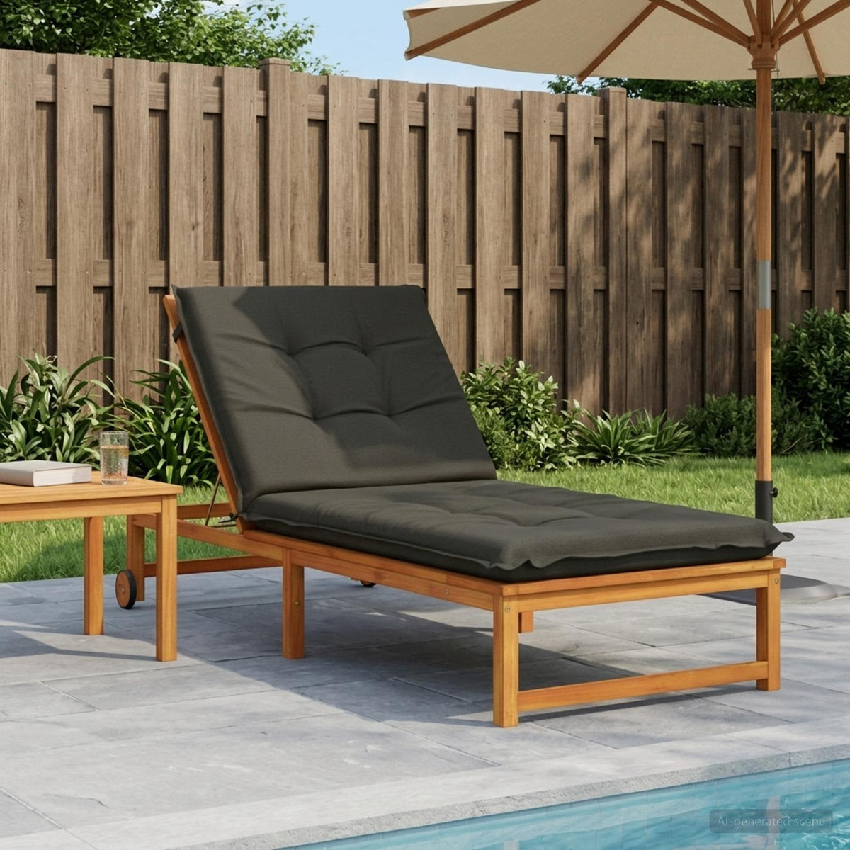 Sunlounger Cushion GEMERT 100% Polyester Melange 190 x 90 x 9 cm Anthracite