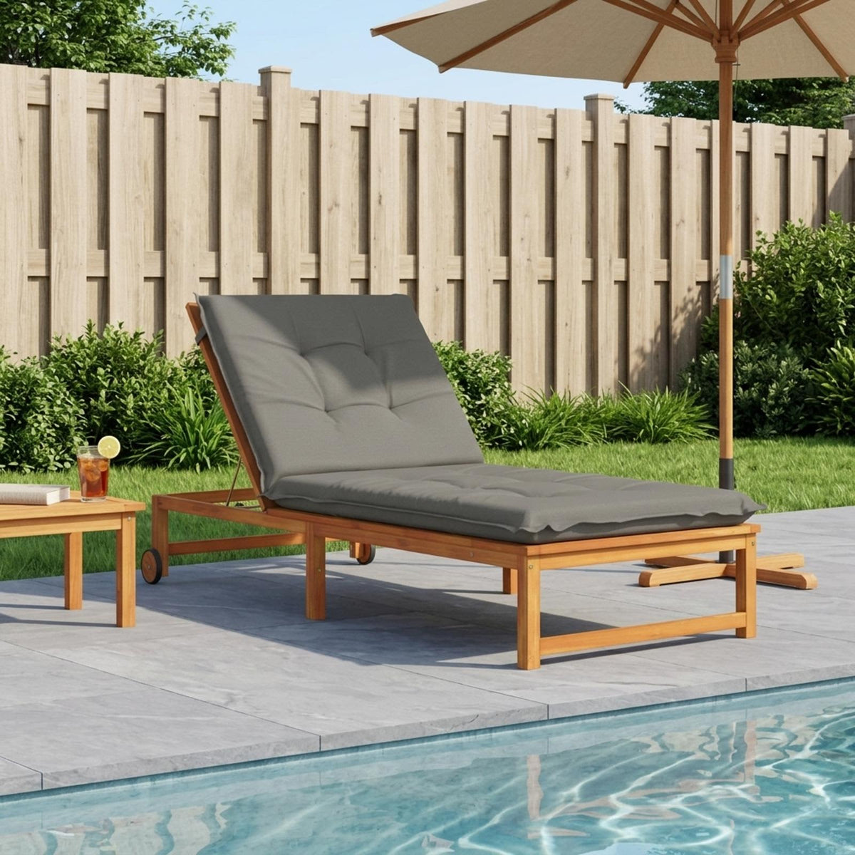 Sunlounger Cushion GEMERT 100% Polyester Melange 190 x 90 x 9 cm Grey