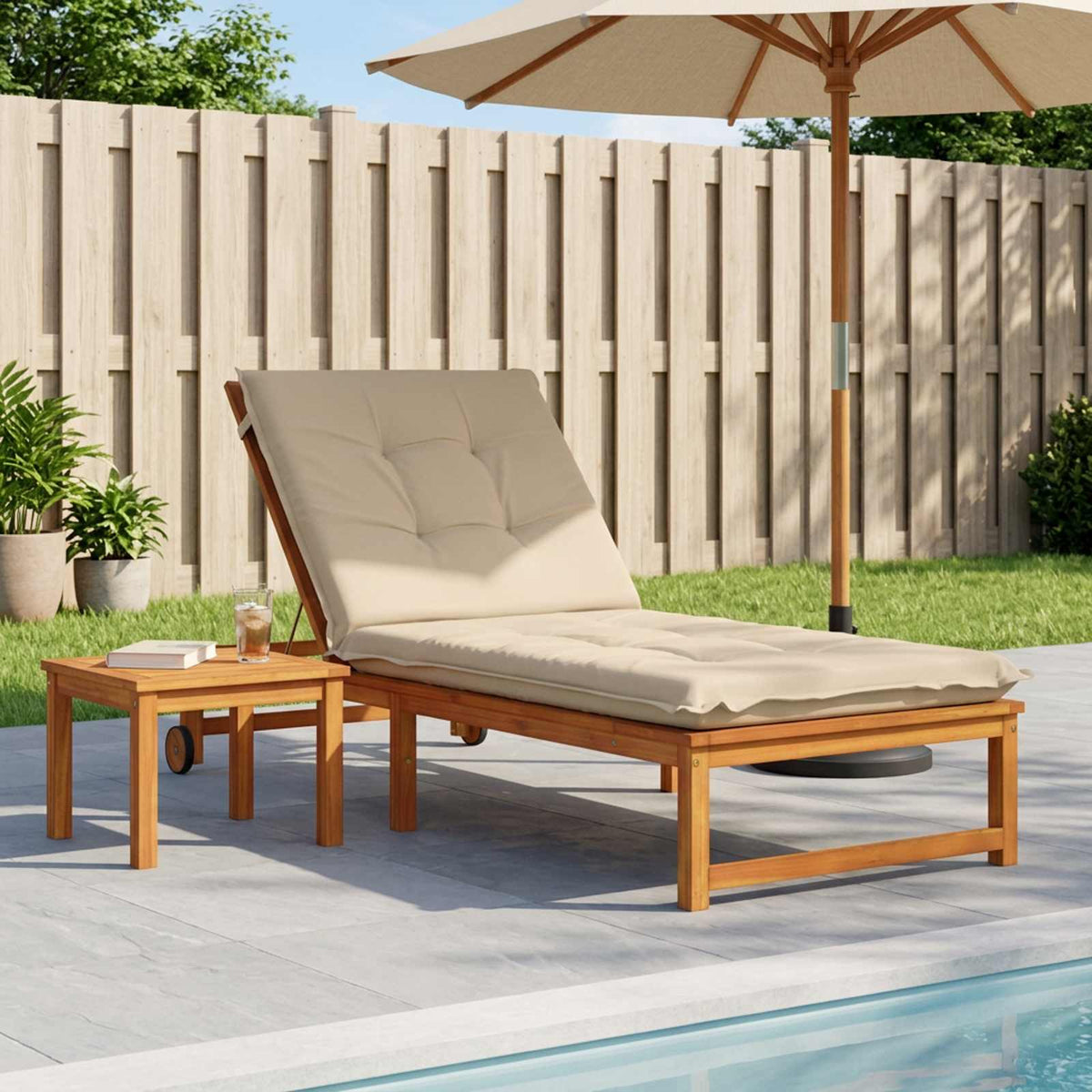 Sunlounger Cushion GEMERT 100% Polyester Melange 190 x 90 x 9 cm Cream