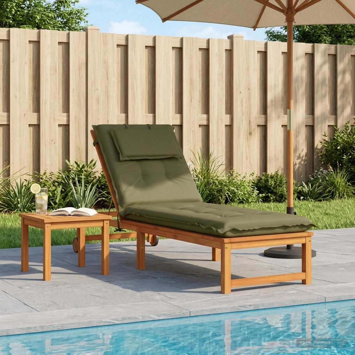 Sunlounger Cushion GEMERT 100% Polyester Melange Olive green 190 x 50 x 9 cm