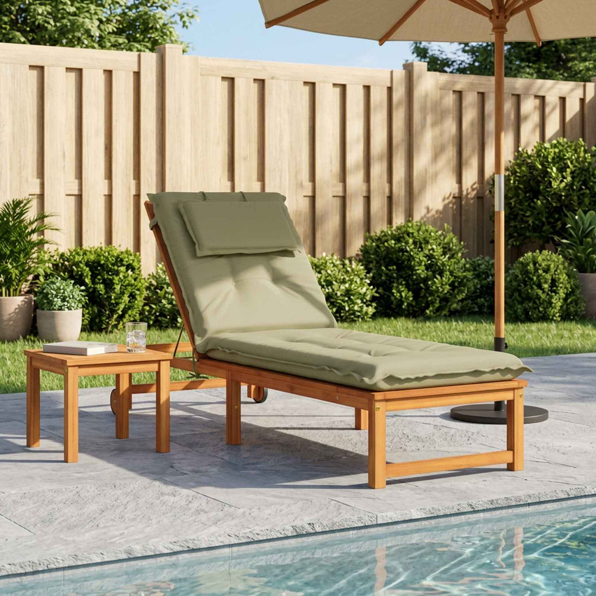 Sunlounger Cushion GEMERT 100% Polyester Melange Light green 190 x 50 x 9 cm