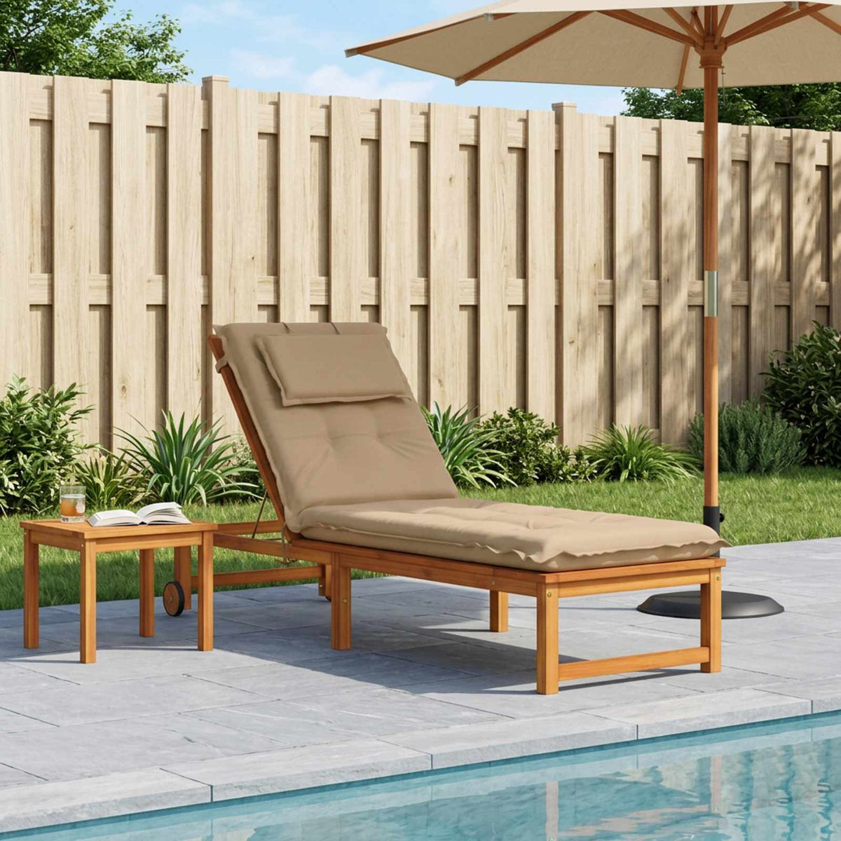 Sunlounger Cushion GEMERT 100% Polyester Melange Sand 190 x 50 x 9 cm