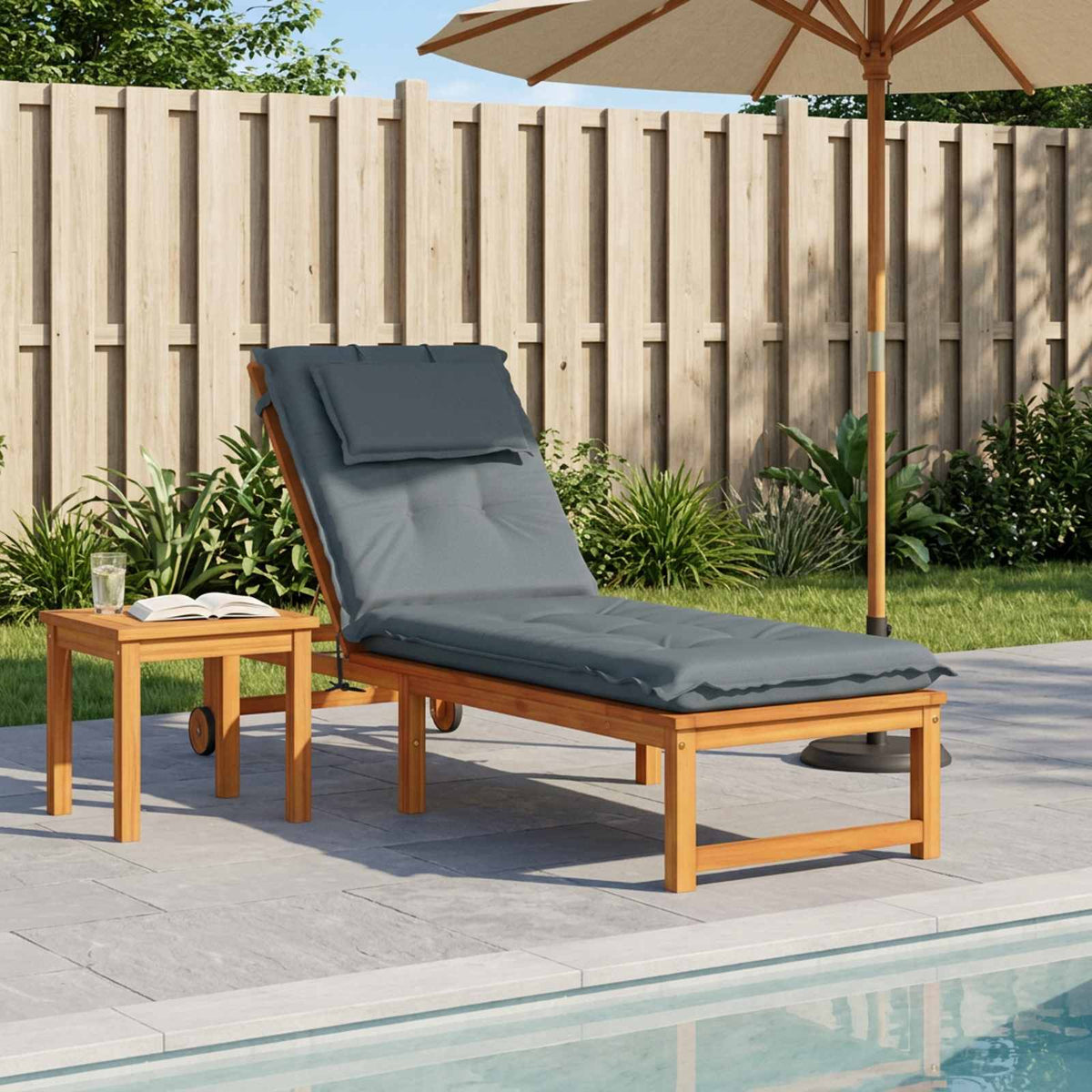 Sunlounger Cushion GEMERT 100% Polyester Melange Blue 190 x 60 x 9 cm