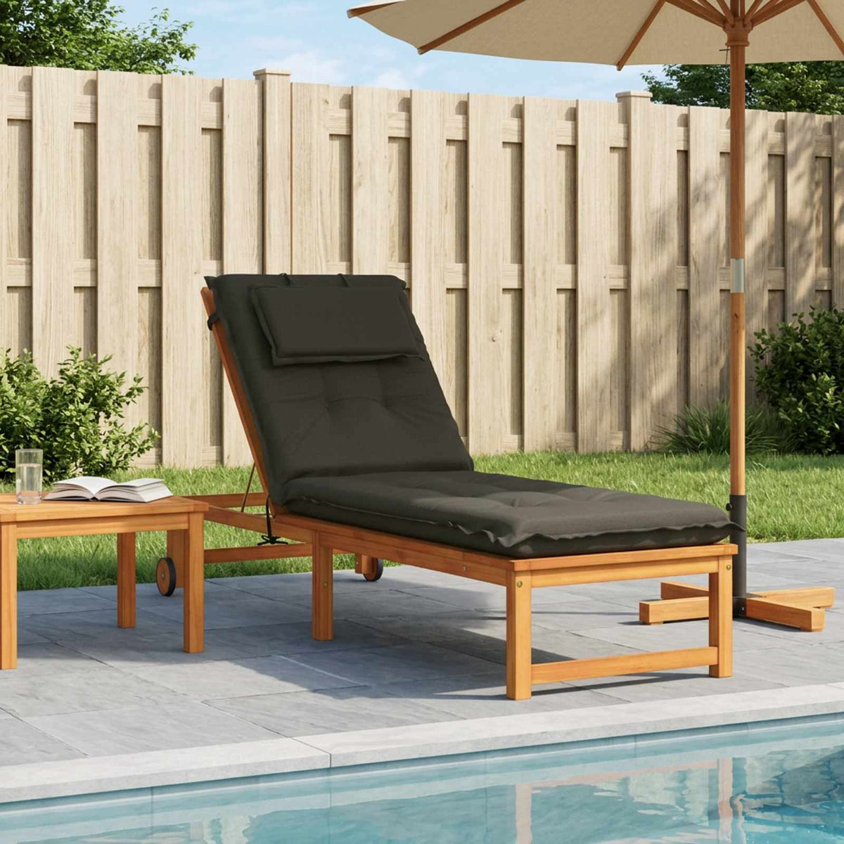 Sunlounger Cushion GEMERT 100% Polyester Melange Anthracite 190 x 50 x 9 cm