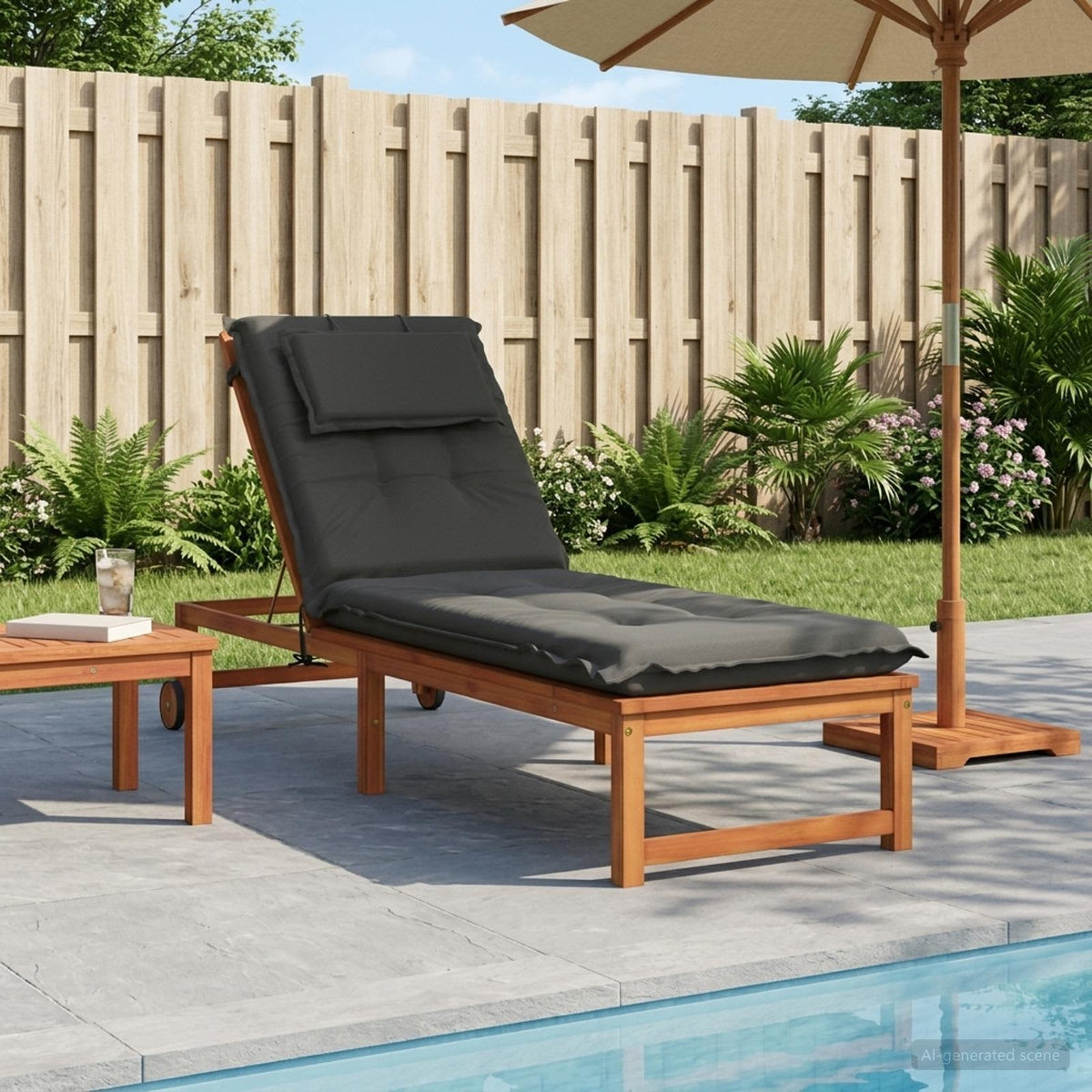 Sunlounger Cushion GEMERT Polyester Anthracite 190 x 60 x 9 cm