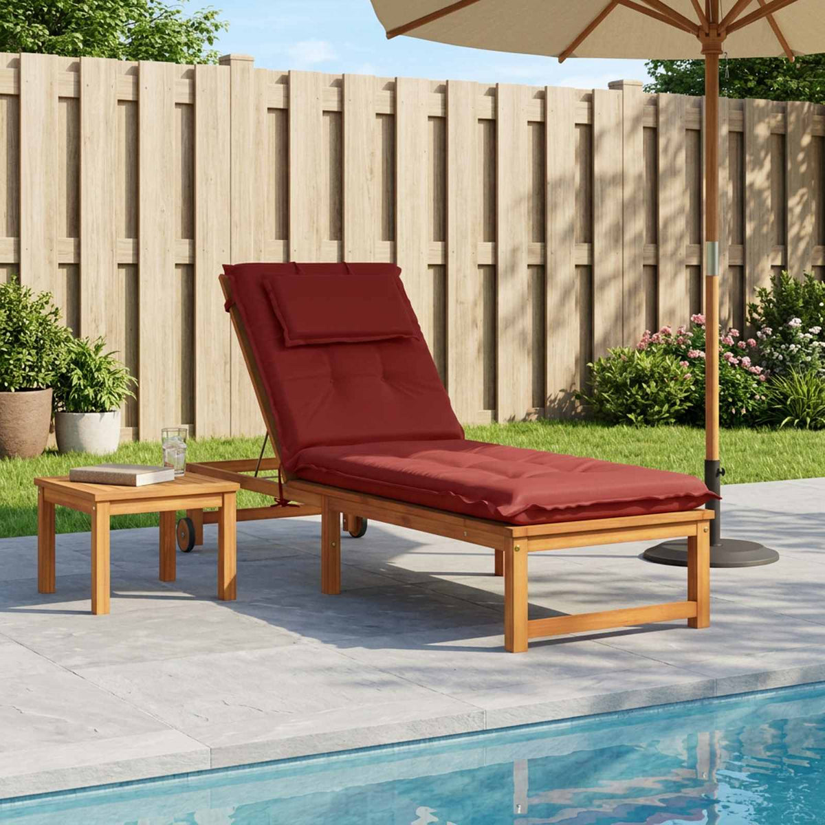 Sunlounger Cushion GEMERT Polyester Wine red 190 x 60 x 9 cm