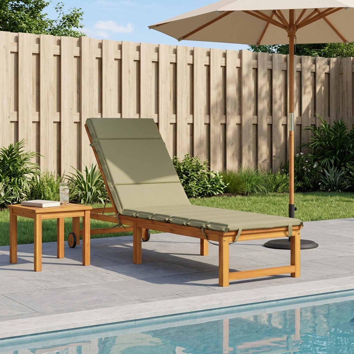 Sunlounger Cushion GEMERT 100% Polyester Melange 200 x 60 x 3 cm Light green