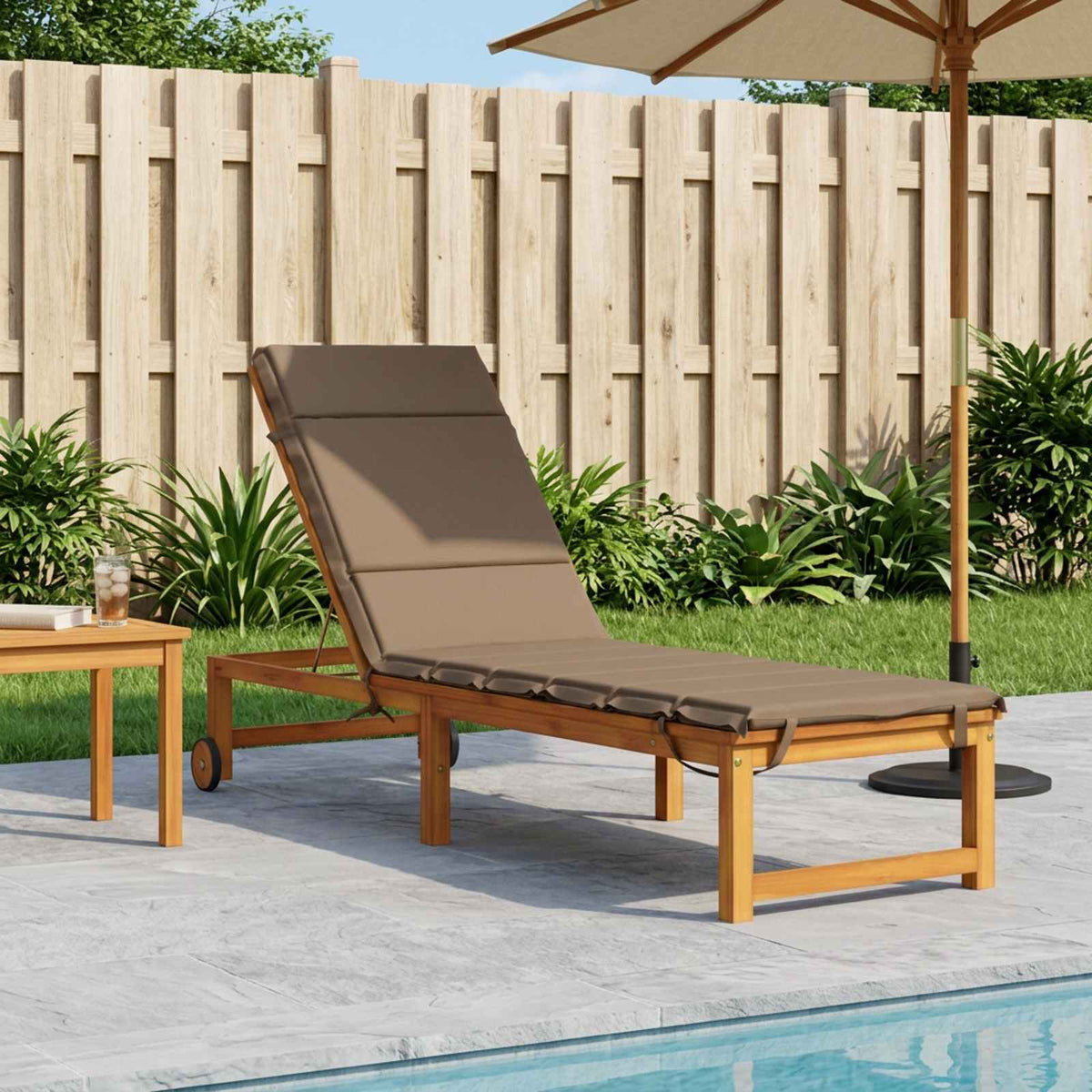 Sunlounger Cushion GEMERT 100% Polyester Melange 200 x 60 x 3 cm Taupe