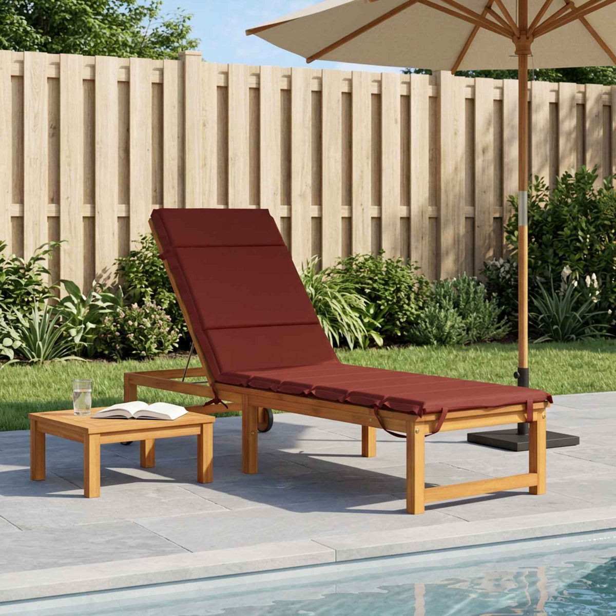 Sunlounger Cushion GEMERT 100% Polyester Melange 200 x 55 x 3 cm Red
