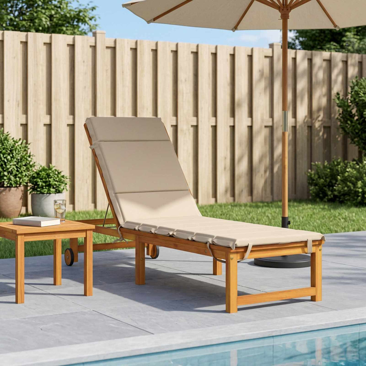 Sunlounger Cushion GEMERT 100% Polyester Melange 200 x 55 x 3 cm Cream