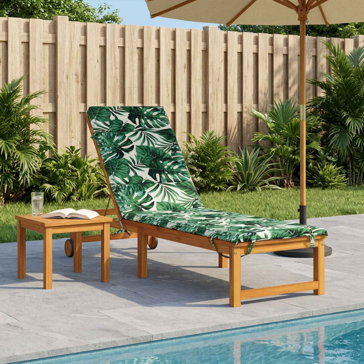 Sunlounger Cushion GEMERT Polyester 200 x 60 x 3 cm Leaf pattern