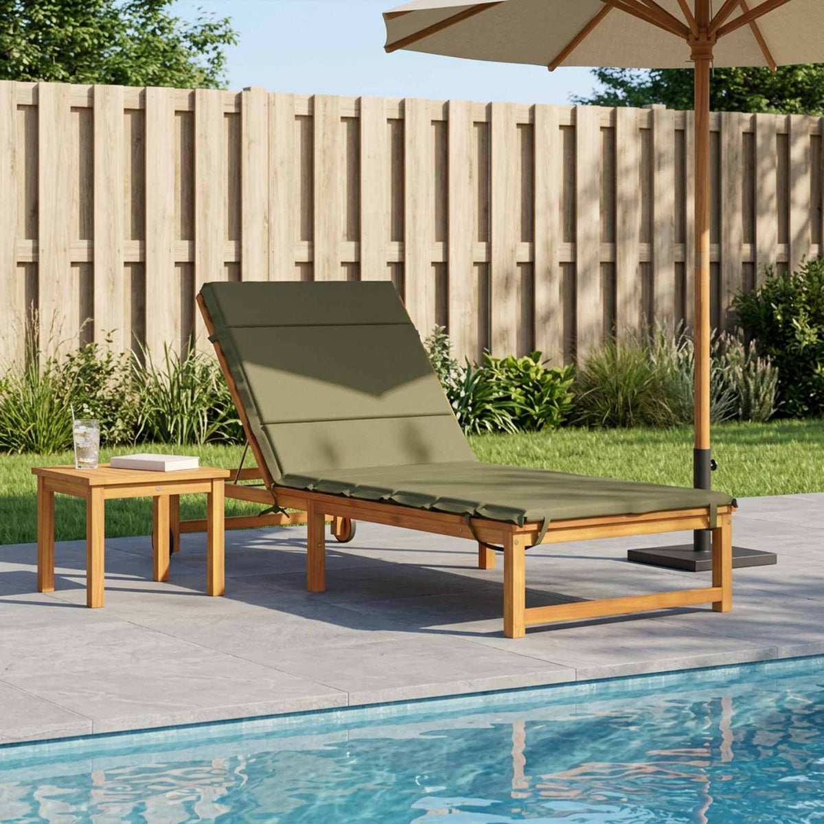 Sunlounger Cushion GEMERT 100% Polyester Melange 200 x 70 x 3 cm Olive green