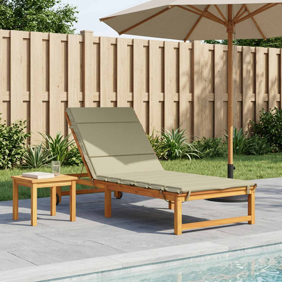 Sunlounger Cushion GEMERT 100% Polyester Melange 200 x 70 x 3 cm Light green