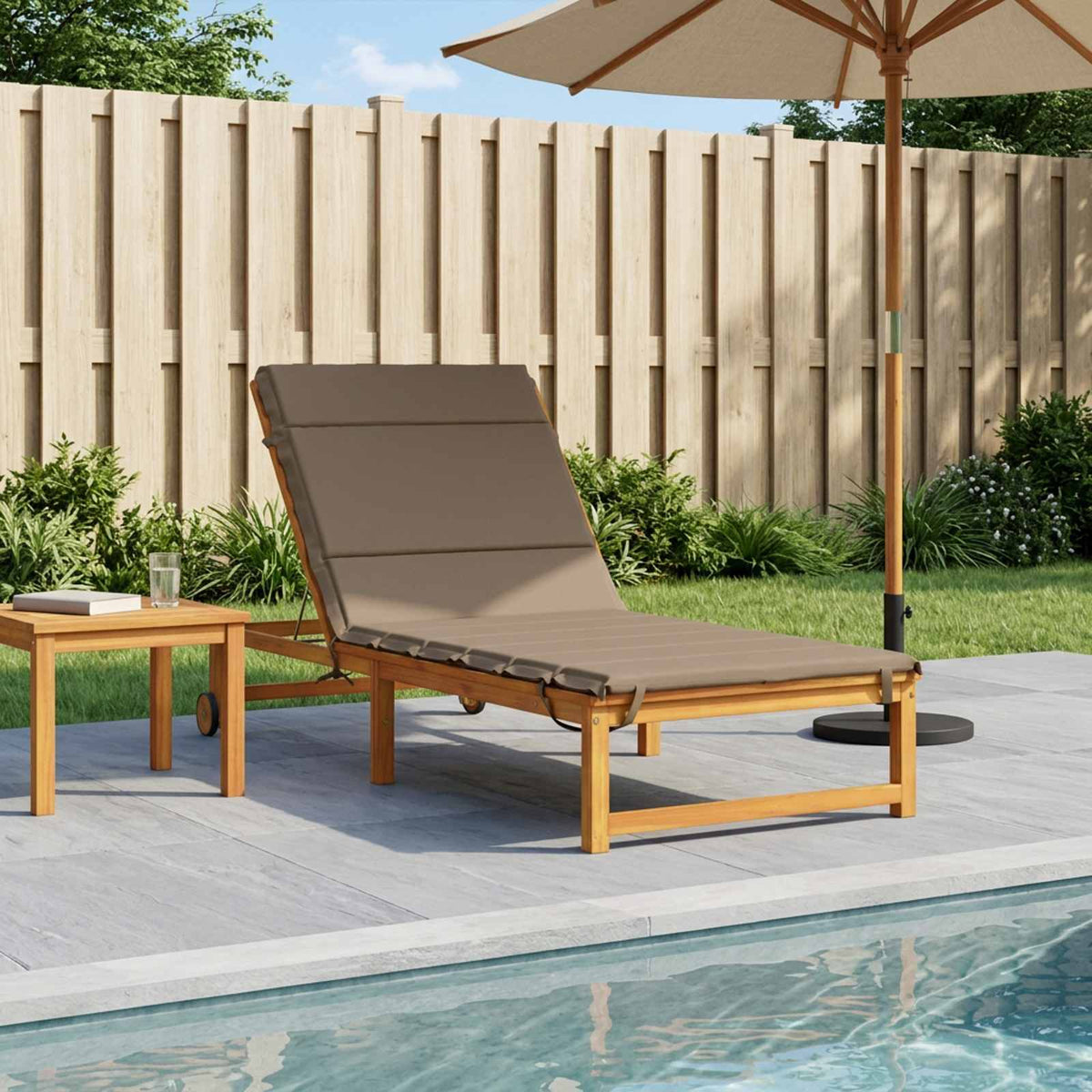 Sunlounger Cushion GEMERT 100% Polyester Melange 200 x 70 x 3 cm Taupe