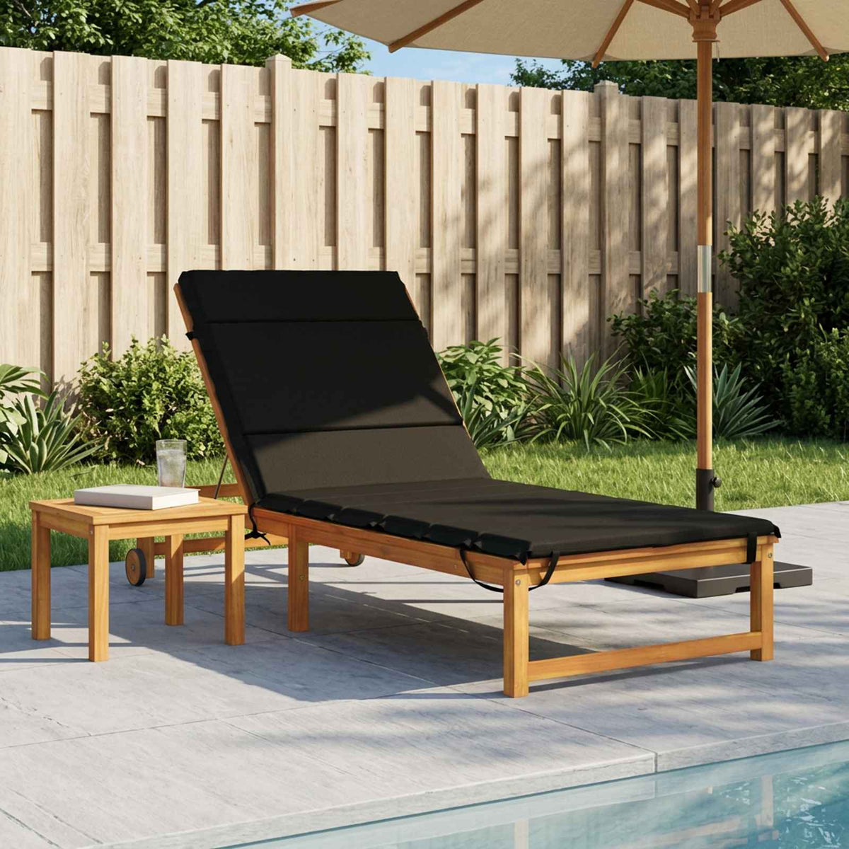 Sunlounger Cushion GEMERT 100% Polyester Melange 200 x 70 x 3 cm Black
