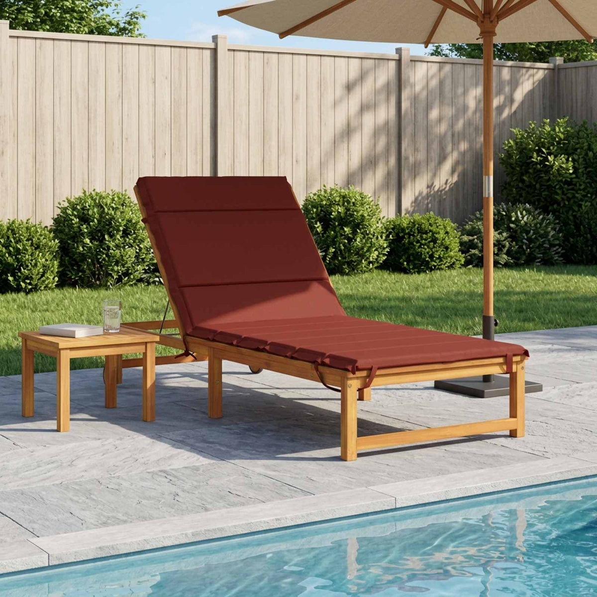 Sunlounger Cushion GEMERT 100% Polyester Melange 200 x 70 x 3 cm Red