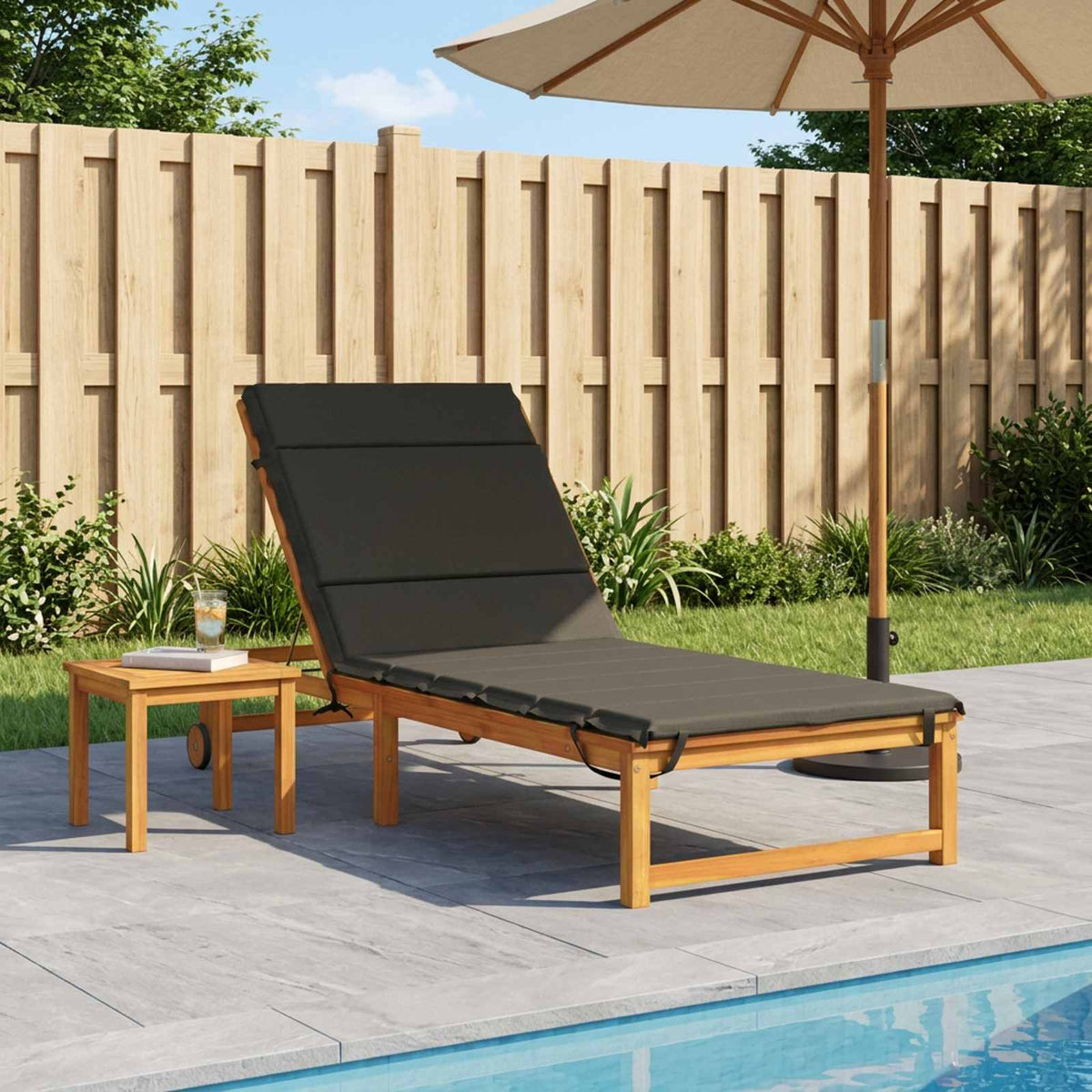 Sunlounger Cushion GEMERT 100% Polyester Melange 200 x 70 x 3 cm Anthracite