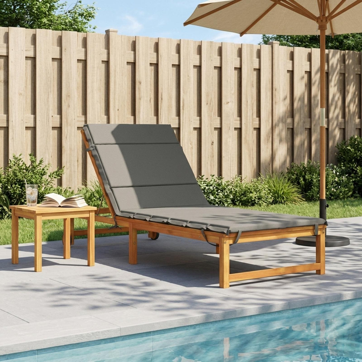 Sunlounger Cushion GEMERT 100% Polyester Melange 200 x 70 x 3 cm Grey