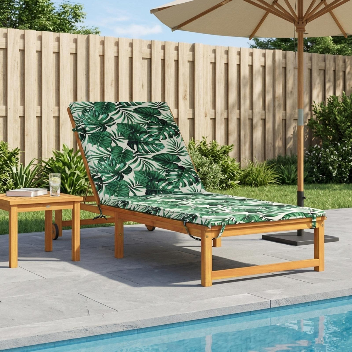 Sunlounger Cushion GEMERT Polyester 200 x 90 x 3 cm Leaf pattern