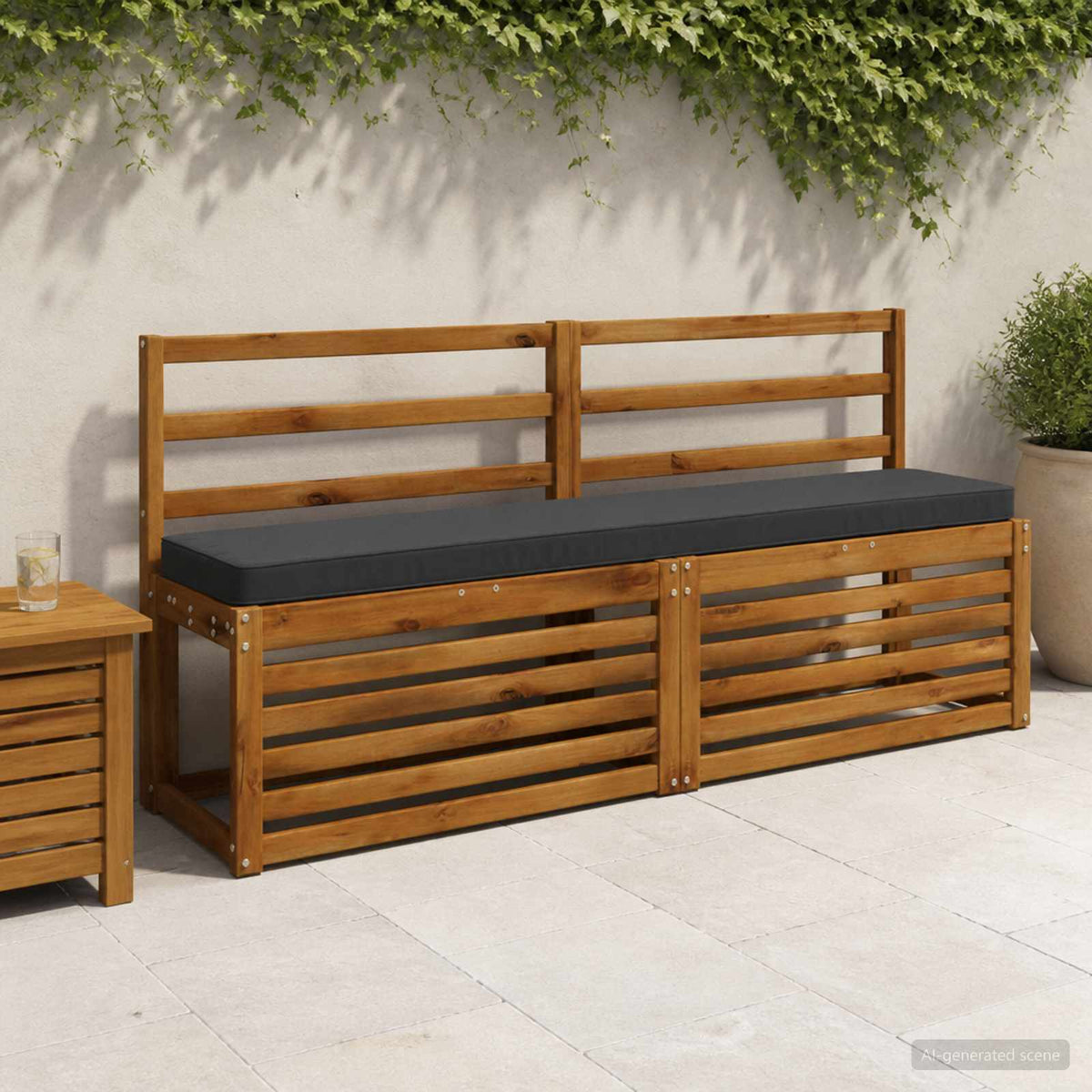 2-Piece Bench Cushions VUGHT 100% Polyester Grey 2 pcs Length 30 cm Width 150 cm Anthracite (polyester)