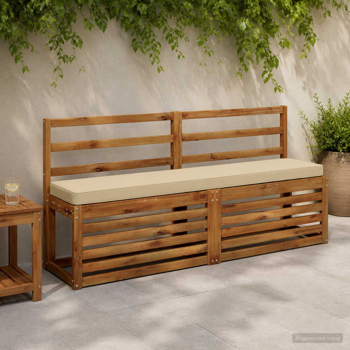 2-Piece Bench Cushions VUGHT 100% Polyester Grey 2 pcs Length 30 cm Width 150 cm Beige (polyester)