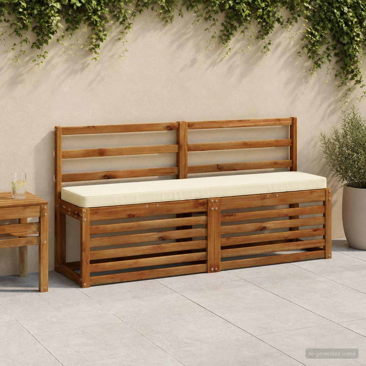 2-Piece Bench Cushions VUGHT 100% Polyester Grey 2 pcs Length 30 cm Width 150 cm Cream (polyester)