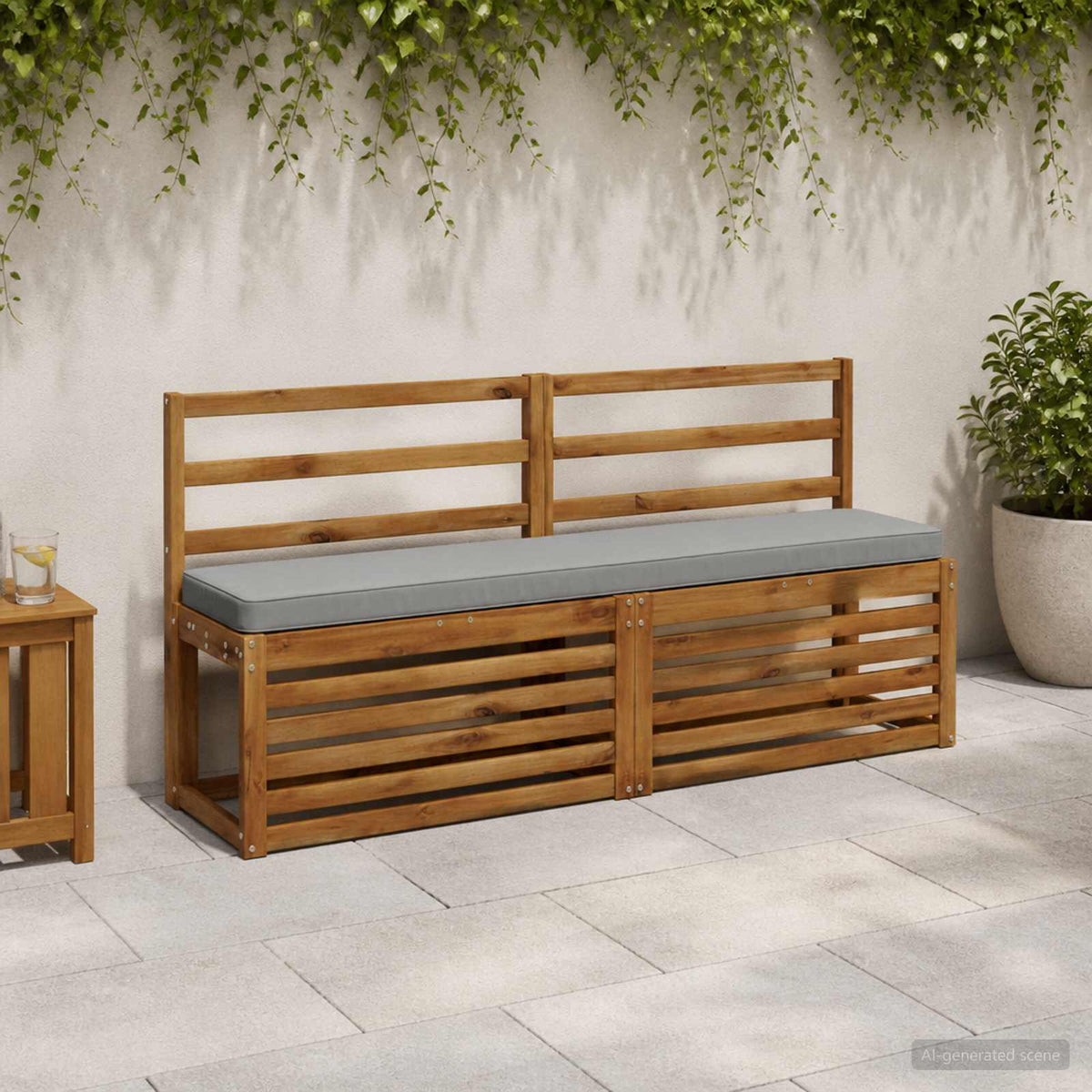 2-Piece Bench Cushions VUGHT 100% Polyester Grey 2 pcs Length 30 cm Width 150 cm Grey (polyester)