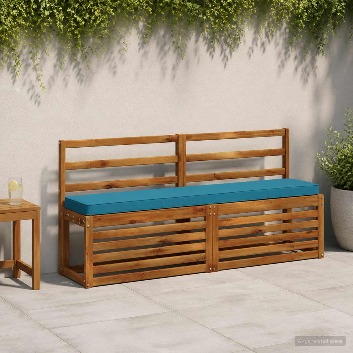 2-Piece Bench Cushions VUGHT 100% Polyester Grey 2 pcs Length 30 cm Width 150 cm Light blue (polyester)