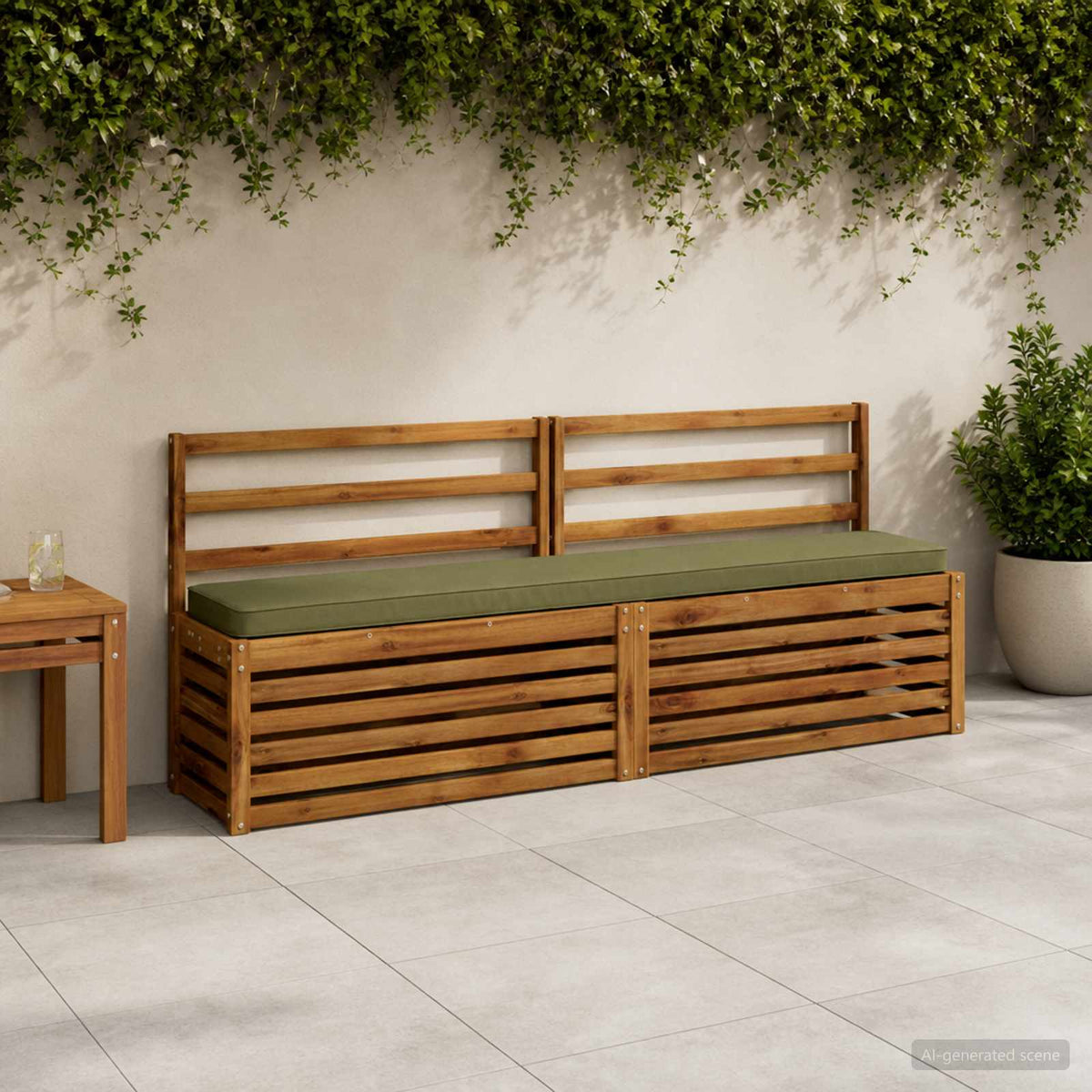 2-Piece Bench Cushions VUGHT 100% Polyester Grey 2 pcs Length 30 cm Width 170 cm Olive green (melange)