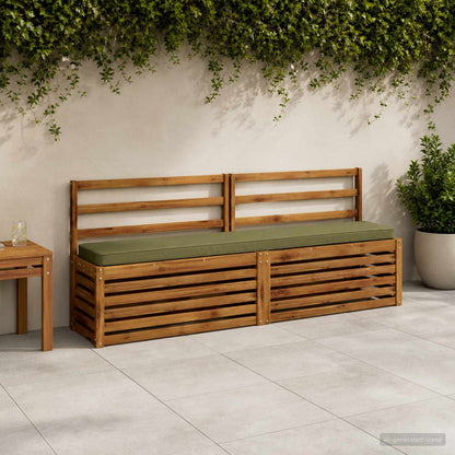2-Piece Bench Cushions VUGHT 100% Polyester Grey 2 pcs Length 30 cm Width 170 cm Olive green (melange)
