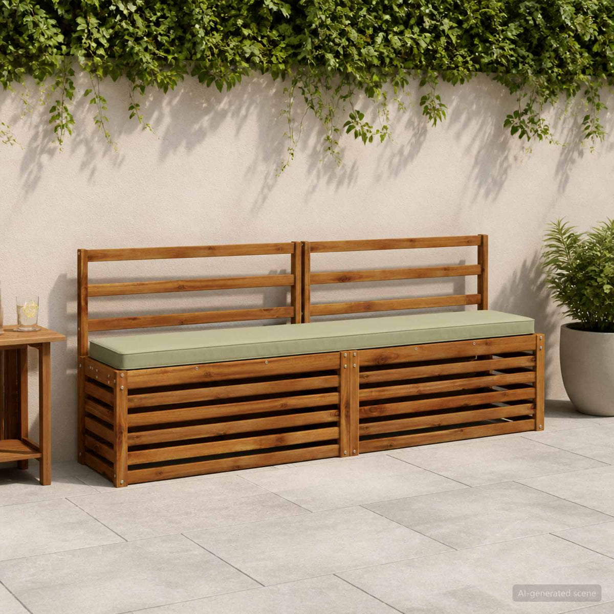 2-Piece Bench Cushions VUGHT 100% Polyester Grey 2 pcs Length 30 cm Width 170 cm Light green (melange)