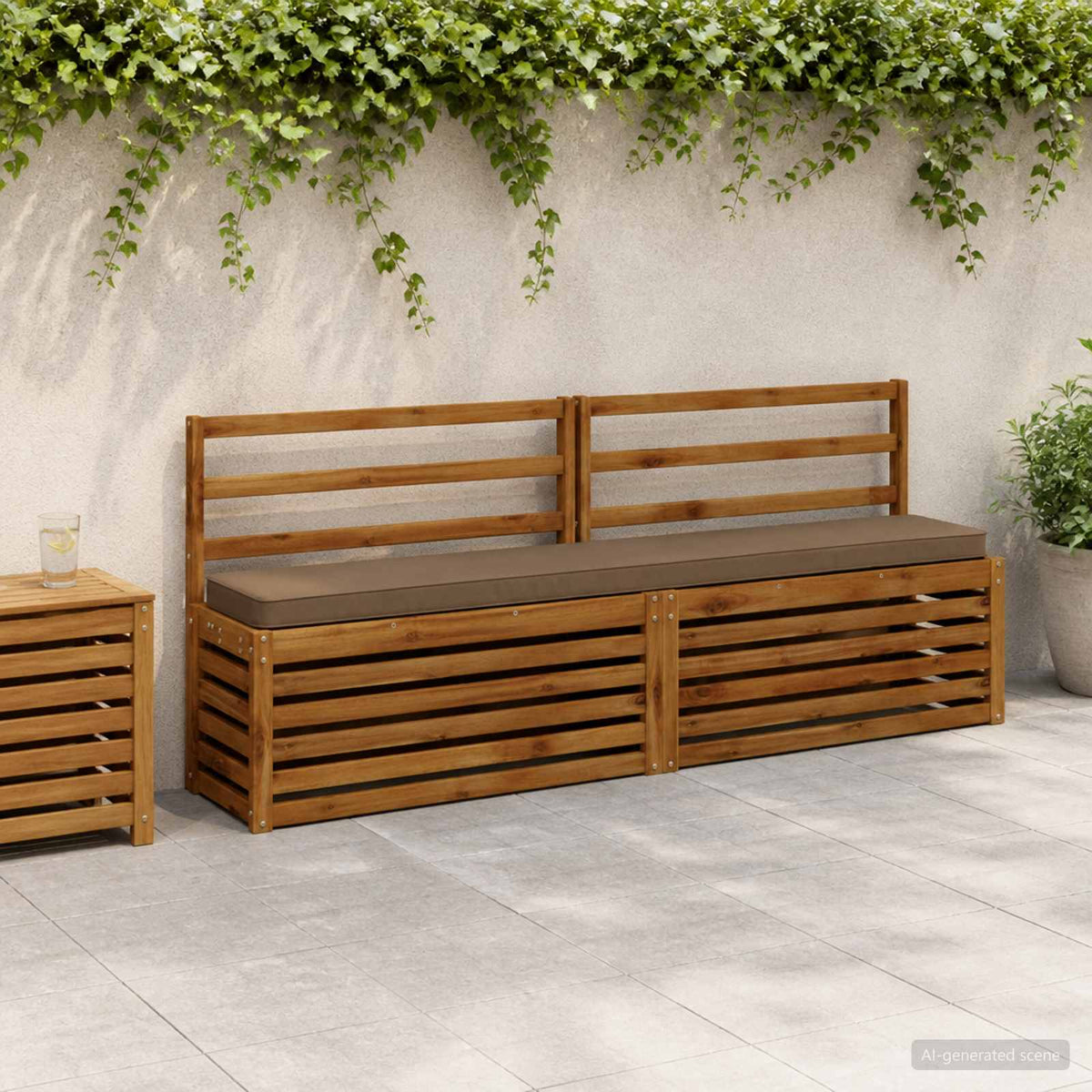 2-Piece Bench Cushions VUGHT 100% Polyester Red 2 pcs Length 30 cm Width 200 cm Taupe (melange)