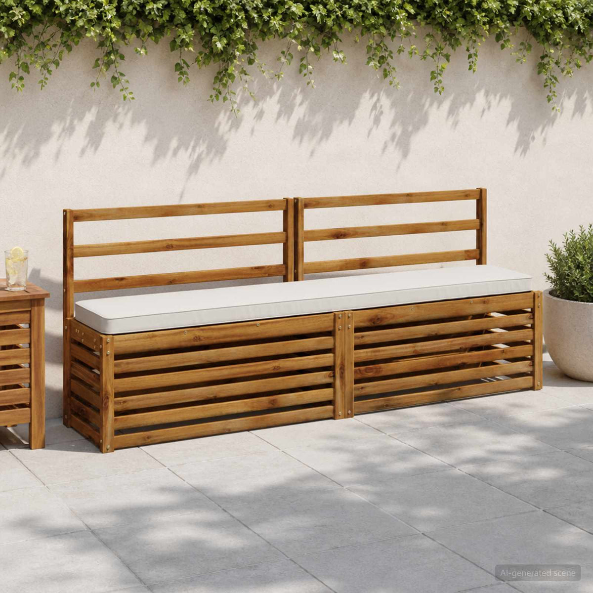 2-Piece Bench Cushions VUGHT 100% Polyester Red 2 pcs Length 30 cm Width 200 cm White (melange)