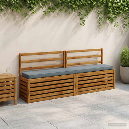 2-Piece Bench Cushions VUGHT 100% Polyester Grey 2 pcs Length 30 cm Width 170 cm Blue (melange)