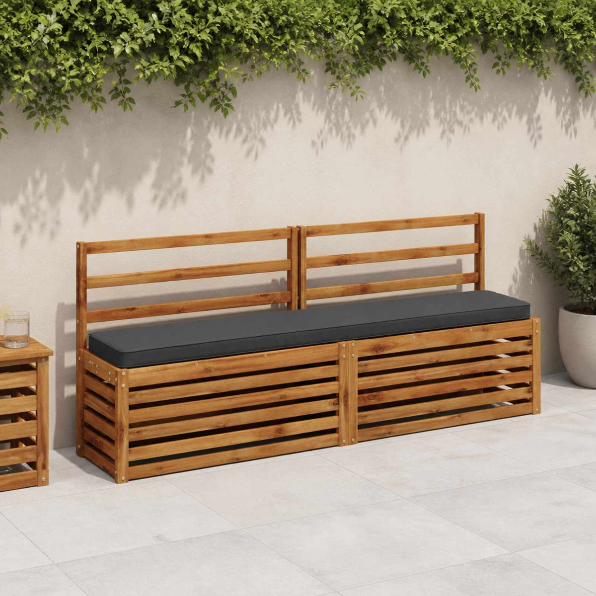 2-Piece Bench Cushions VUGHT 100% Polyester Grey 2 pcs Length 30 cm Width 170 cm Dark blue (melange)