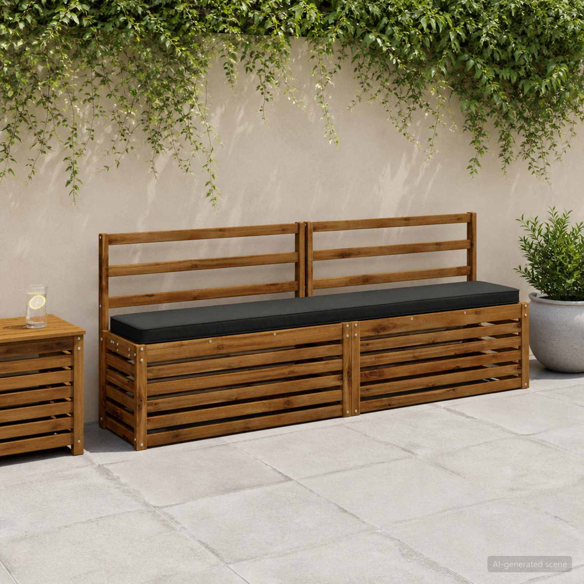 2-Piece Bench Cushions VUGHT 100% Polyester Grey 2 pcs Length 30 cm Width 170 cm Black (melange)