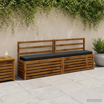 2-Piece Bench Cushions VUGHT 100% Polyester Grey 2 pcs Length 30 cm Width 170 cm Black (melange)