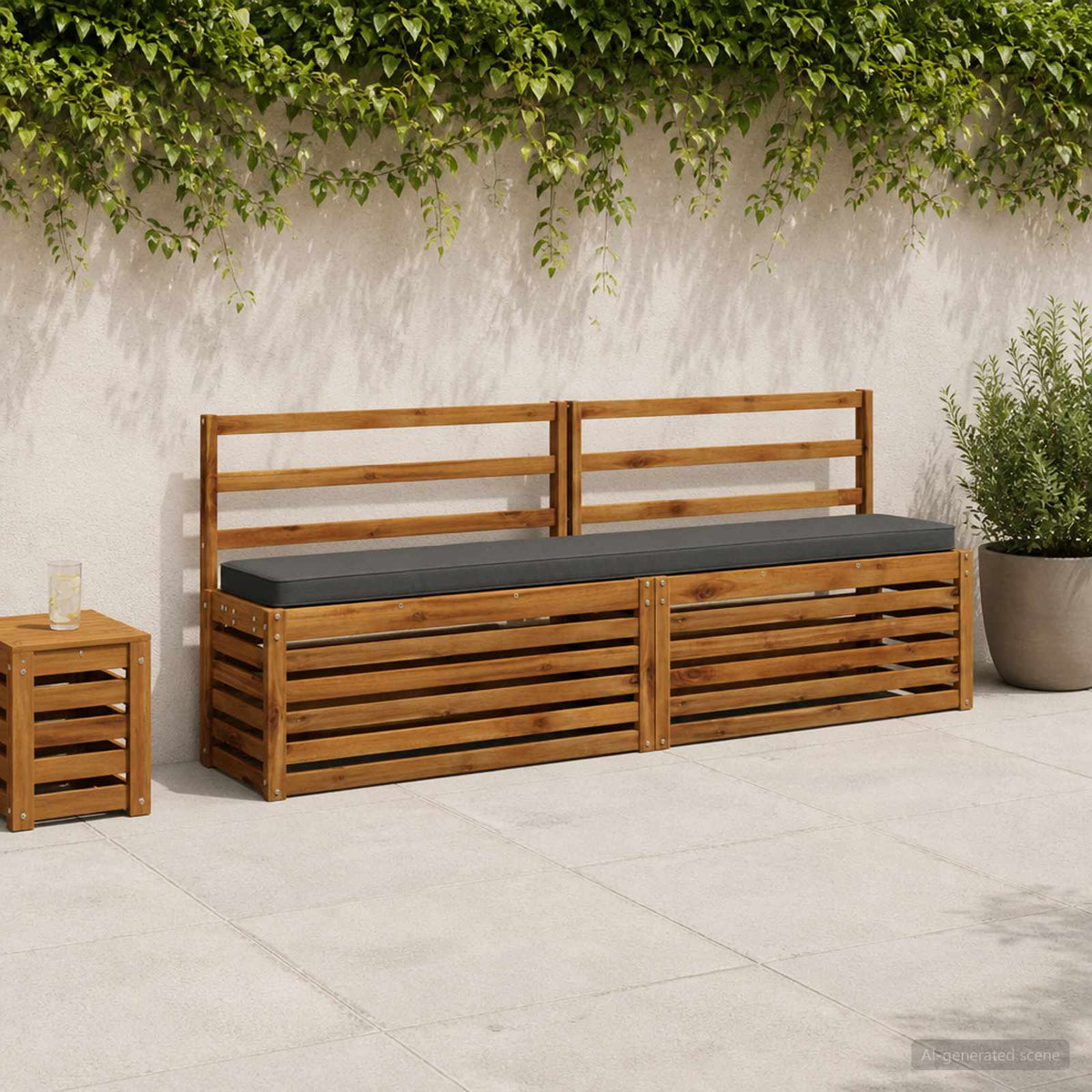 2-Piece Bench Cushions VUGHT 100% Polyester Grey 2 pcs Length 30 cm Width 170 cm Anthracite (melange)