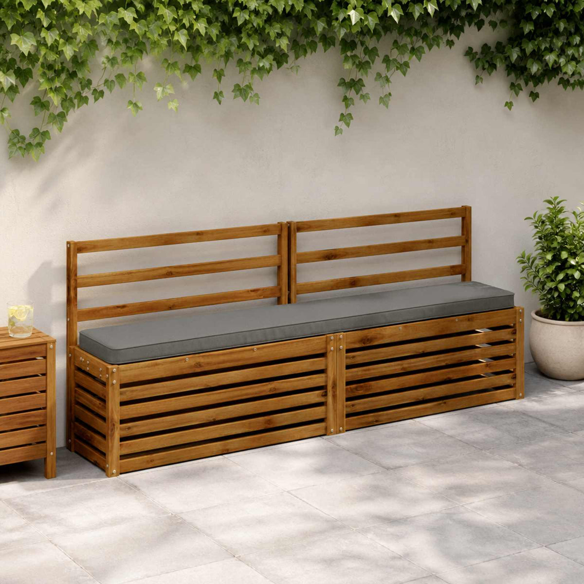 2-Piece Bench Cushions VUGHT 100% Polyester Grey 2 pcs Length 30 cm Width 170 cm Grey (melange)