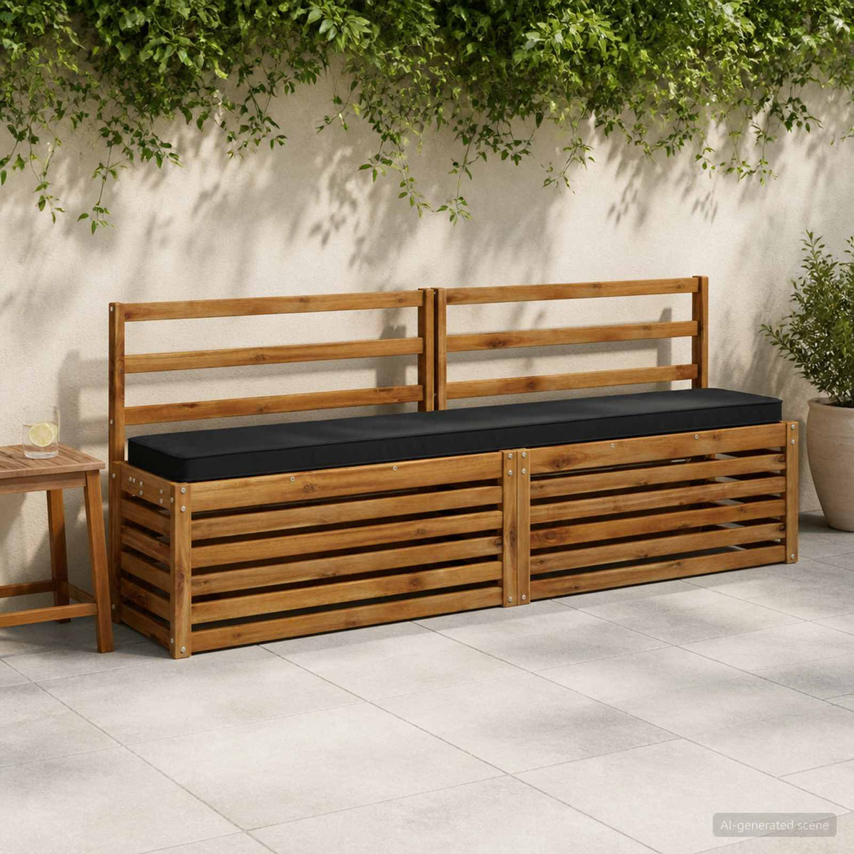 2-Piece Bench Cushions VUGHT 100% Polyester Grey 2 pcs Length 30 cm Width 170 cm Black (polyester)