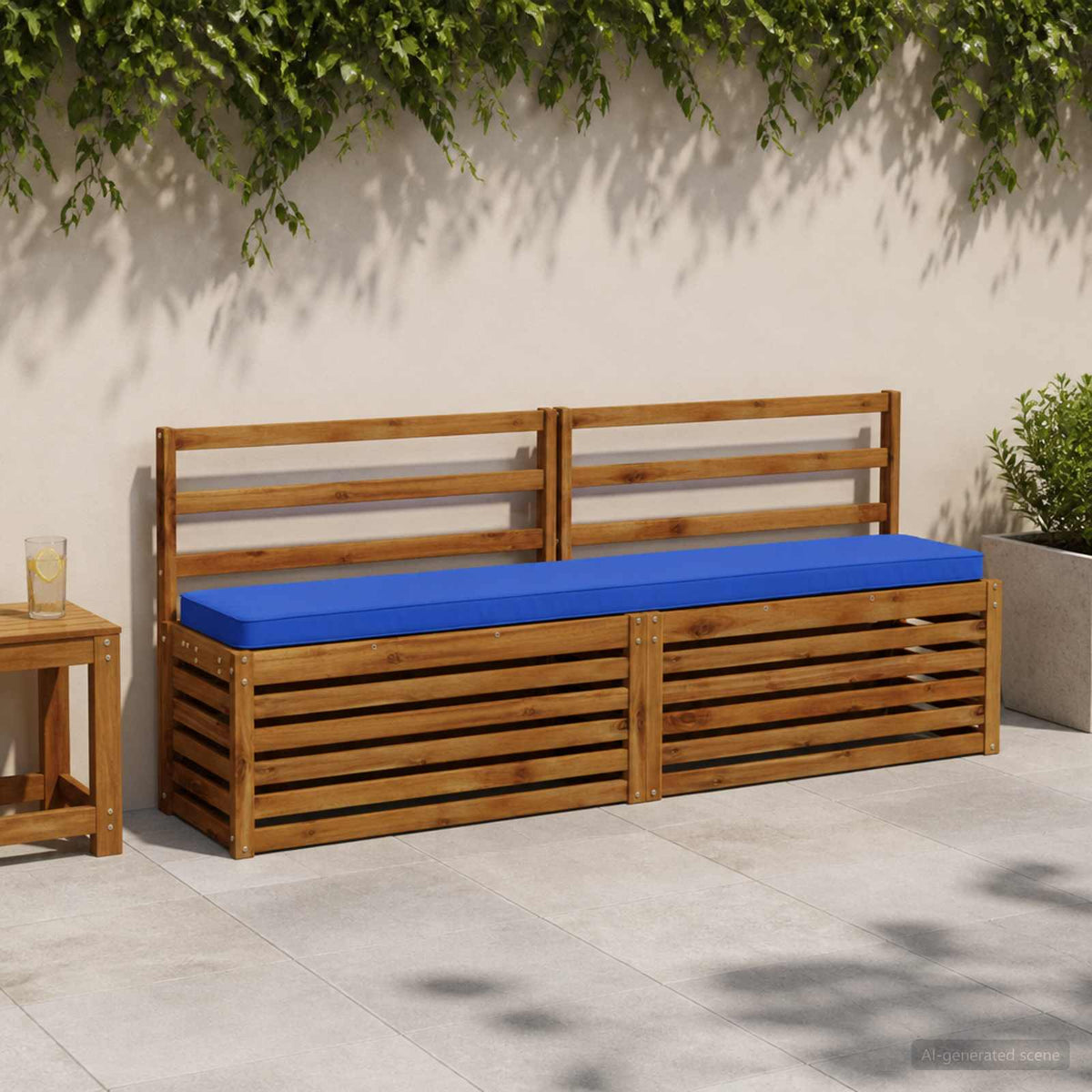 2-Piece Bench Cushions VUGHT 100% Polyester Taupe 2 pcs Length 30 cm Width 170 cm Royal blue (polyester)