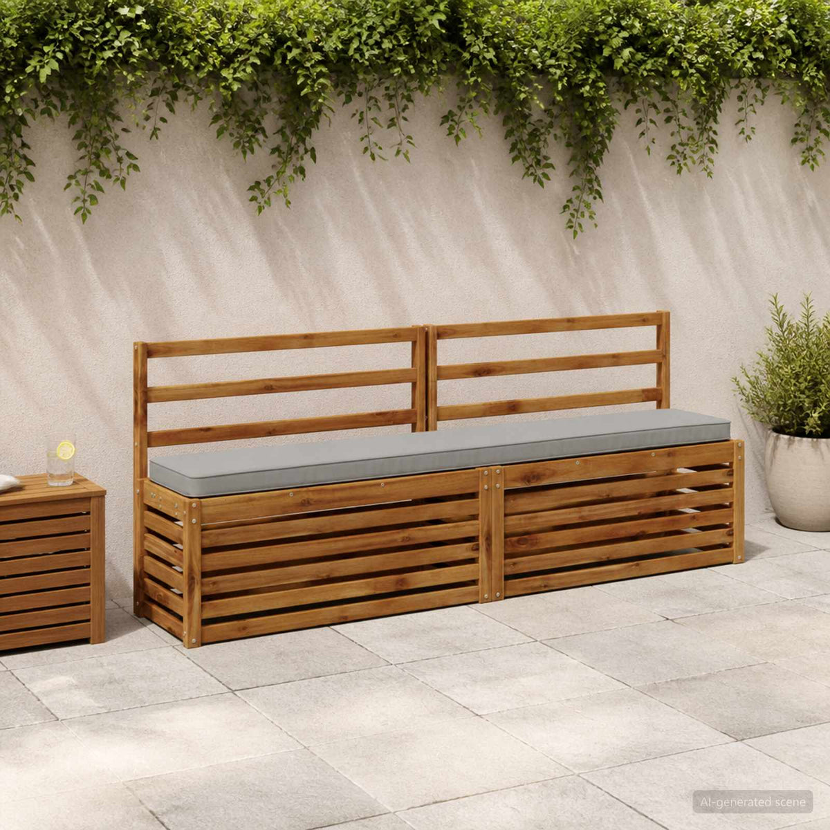 2-Piece Bench Cushions VUGHT 100% Polyester Grey 2 pcs Length 30 cm Width 170 cm Grey (polyester)