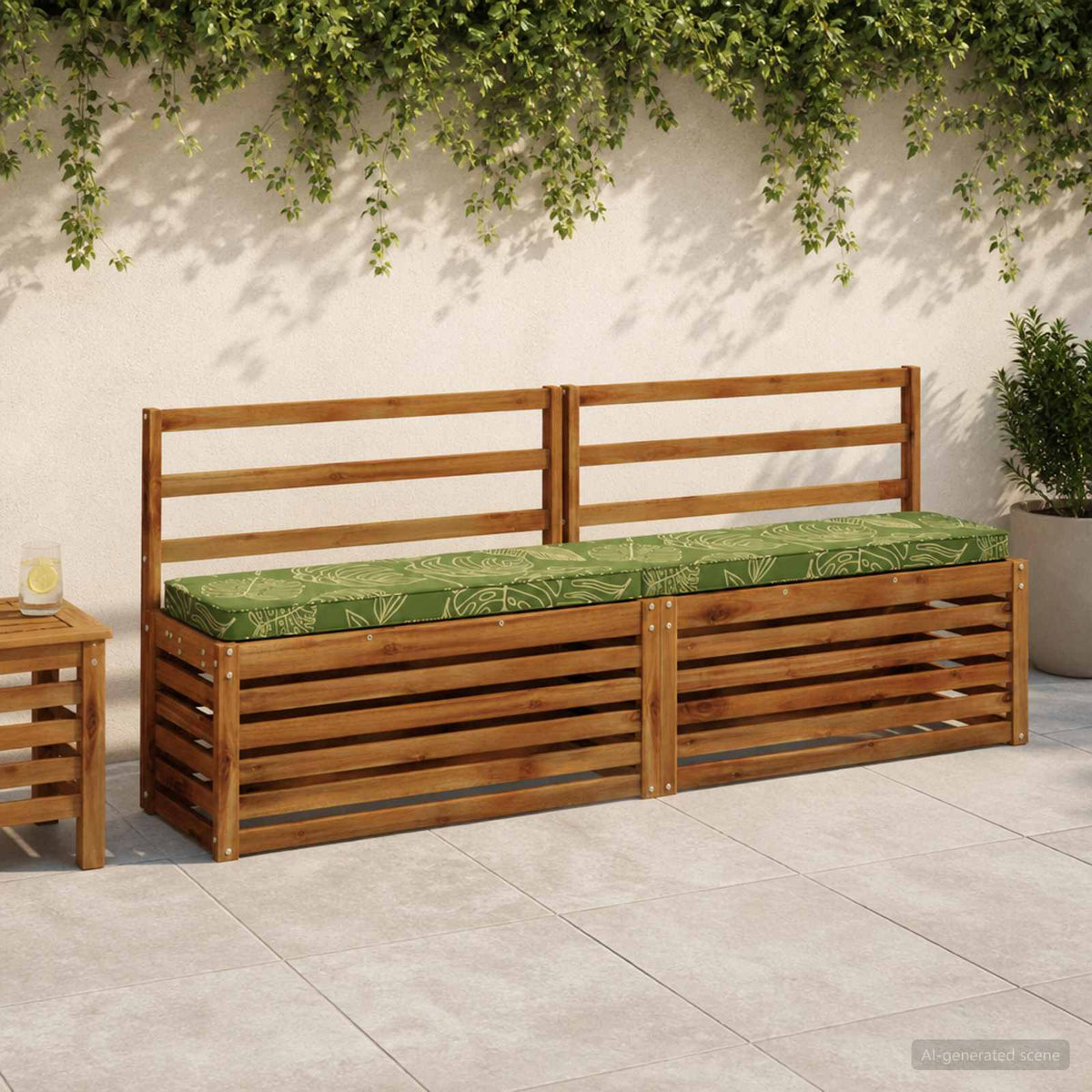 2-Piece Bench Cushions VUGHT 100% Polyester Grey 2 pcs Length 30 cm Width 170 cm Leaf design (polyester)