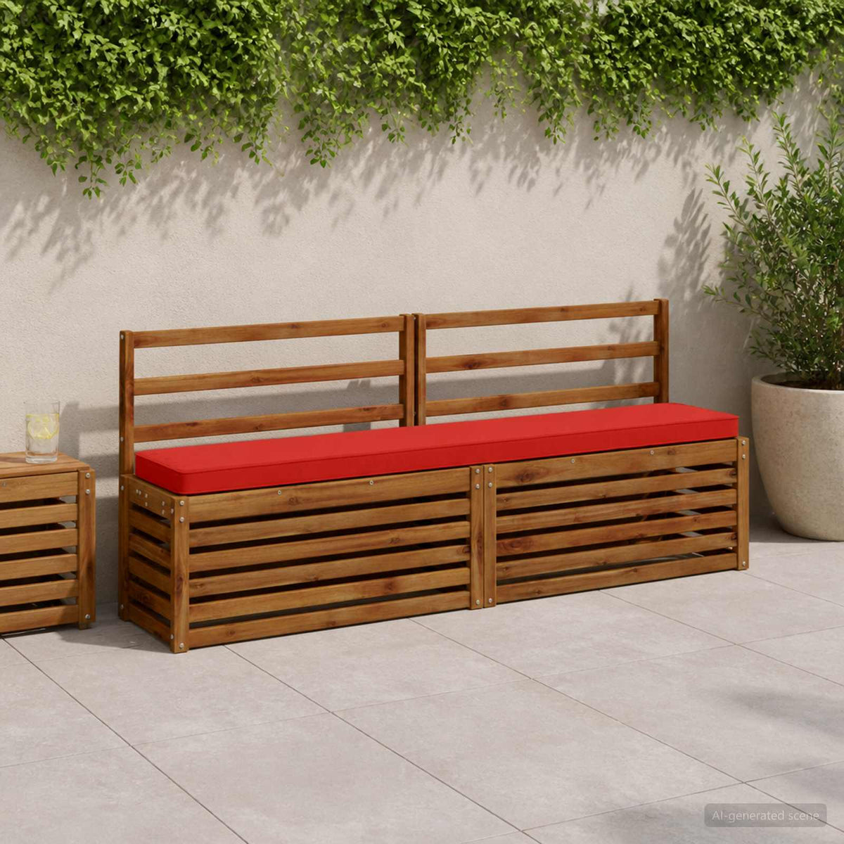 2-Piece Bench Cushions VUGHT 100% Polyester Red 2 pcs Length 30 cm Width 200 cm Red (polyester)