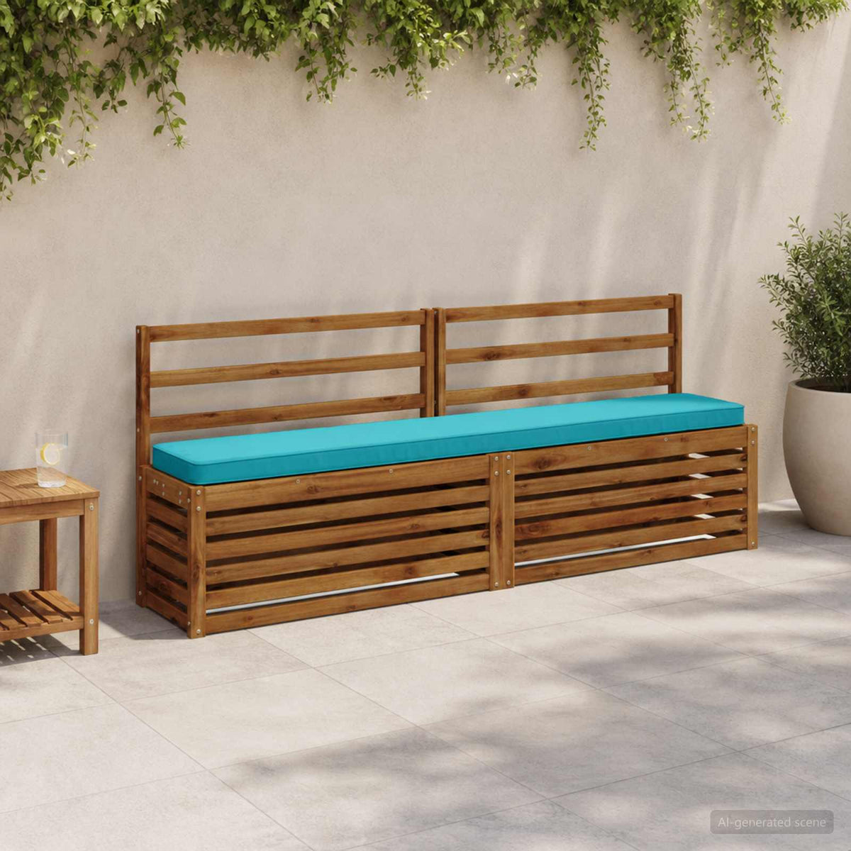 2-Piece Bench Cushions VUGHT 100% Polyester Taupe 2 pcs Length 30 cm Width 170 cm Turquoise (polyester)