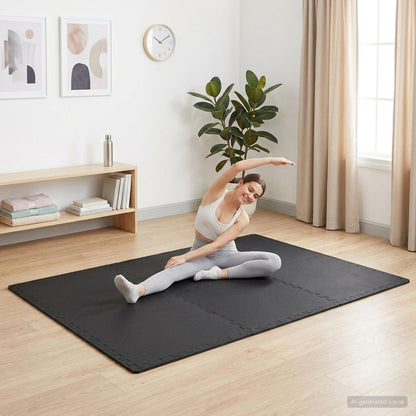 vidaXL Floor Mats 50 pcs Black 18 m² EVA Foam 1