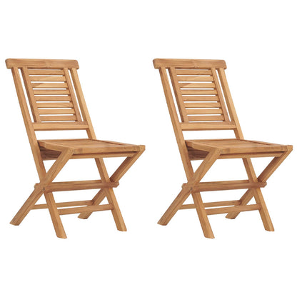 5 Piece Folding Garden Bistro Set Natural Solid Teak Wood without armrest Round